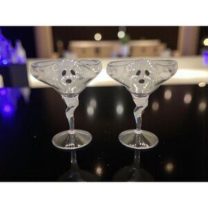 New Set of 2 Viral Acrylic Spooky Halloween Ghost Stem Margarita Martini Glasses